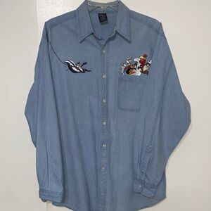 Warner Bros. Light Blue Looney Tunes Embroidered Shirt